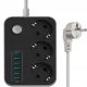 Разклонител ZREE HG3558EU, 3 гнезда, 1,8 м, черен и сив