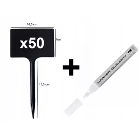    Черни табели за описание на растенията 50 бр. + маркер