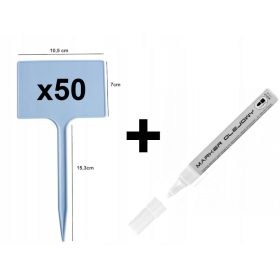    Светлосиви табели за описание на растенията 50 бр + маркер