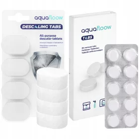    Aquafloow AF53 таблетки за премахване на котлен камък 4 броя + Почистващи таблетки за еспресо машина Aquafloow AF50 10 броя.