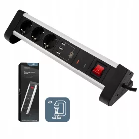   Електрически контакт, настолен USB, Spacetronik, черен