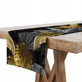   Покривка, пътека - Пътека за маса, черна, нюанси на сивото, златно, 240 х 40 см