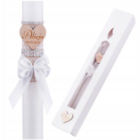    Свещ за кръщене, причастие, гравиране + калъфка