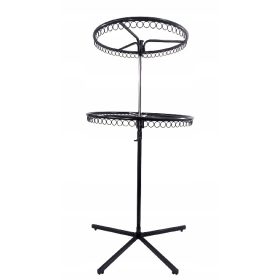   Въртяща се стойка за дрехи, двойно колело, черна
