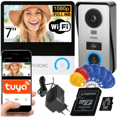 WIFI Full HD 7" RFID видео домофон VIRONE VDP-67 + SDHC карта памет Kingston SDCS2/32GB 32 GB