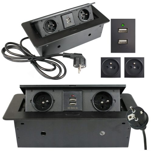 Фасунга, ел. лайсна, USB плот Berge черен