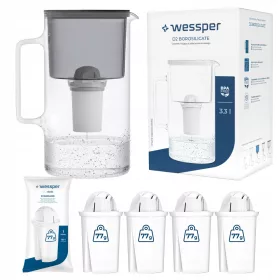    Wessper D2 Borosilicate Aquaclassic филтърна кана 3,3 л черна