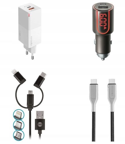  Комплект зарядни Forever + 2 USB кабела 3 в 1