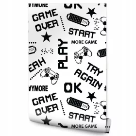    Wallepic младежки тапет 53 cm x 10 m черно-бели пиксела