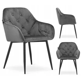    Стол Muf-Art, велур, нюанси на сивото, 1 бр.