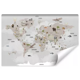   Фототапет КАРТА НА СВЕТА Животни Самолети 368x254