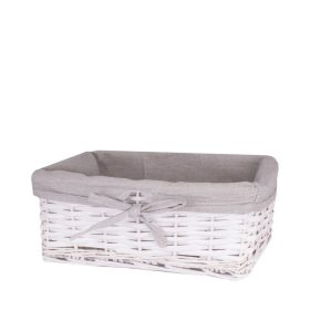    Бял плетен кош за пране, нюанси на сивото