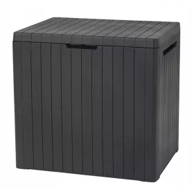   Градинска кутия за съхранение - Пластмасов градински сандък, 113 л, сив