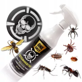    Течност против хлебарки, кърлежи, комари, молци, мравки, мухи, оси, паяци, бълхи, дървеници, сребристи рибки One Shot 0,6 кг 500 мл