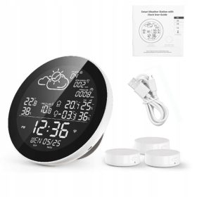   Сензор за интелигентен дом - GOMEDIA Tuya сензор за температура и влажност, Bluetooth връзка, Wi-Fi връзка, дисплей