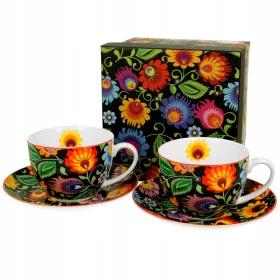   Чаши за кафе - Порцеланови чаши и чинийки Duo Etnic 250 мл 2 бр.