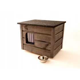    Дървена къща за котки, нюанси на кафяво, правоъгълна, 57 см x 47 см x 44 см
