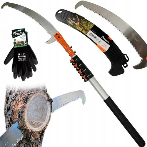  Телескопичен трион с кука BRADAS 5.5 m нож 360 mm резитба на дървета 5.5 m + Bradas PURE BLACK PRO ръкавици размер 9 - L 1 чифт