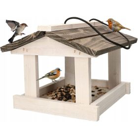   Хранилки за птици - ХРАНИЛКА ДЪРВЕНА КЪЩА ЗА ПТИЦИ + ХРАНА 0,5