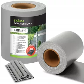   Оградна лента HEVA 19 см х 35 м сива + 20 щипки