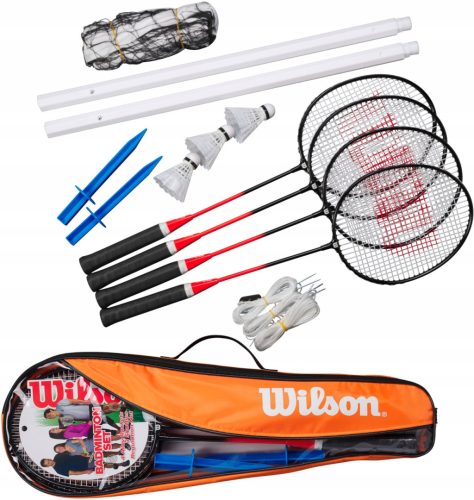  Wilson Badminton V2 3 4PC мрежа, комплект ракети с волан