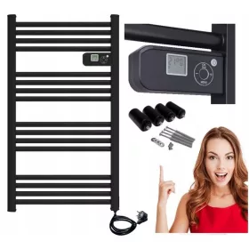   Електрически радиатор за баня Goodhome 500 W 55 х 98 мм черен