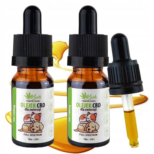  5% Kush CBD конопено масло за кучета котки, RAW пълен спектър 2x 10 ml