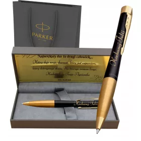    Синя химикалка Parker + комплект за писане Parker и подаръчна торбичка