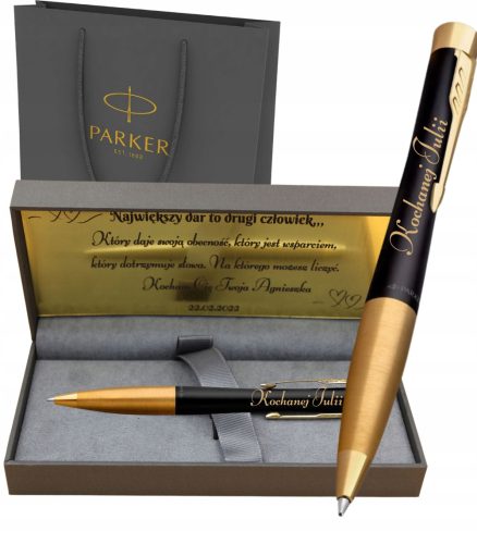  Синя химикалка Parker + комплект за писане Parker и подаръчна торбичка