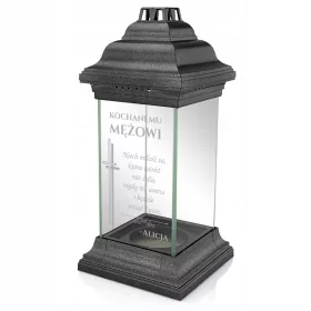   Лампион за гроб с персонализиран гравюра на черен брокат