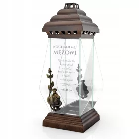   Голям восъчен фенер XXL с гравиране за гроб на съпруг или съпруга