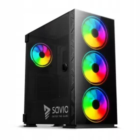  Кутия Savio Prime X1 ARGB Glass Midi Tower, черна