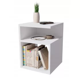    Шест нощно шкафче, маса без чекмеджета, бяло