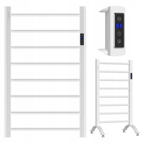   Електрически нагревател за баня EBERG, стоящ сушилник, стълба, 200W 2в1, бял