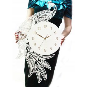   Часа - Стенен часовник DekorPolski бежово, бяло, нюанси на жълто, многоцветен, златен 42см