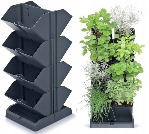 Саксия Prosperplast 20 см х 12 х 48 см диаметър 12 см пластмасова черна