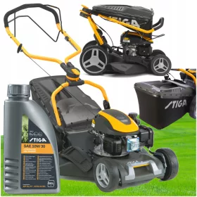    Бензинова косачка Stiga с кош, обем 139 cm³. кошница 60 л, ширина на косене 46 см + масло Stiga 10W-30 0,6 л