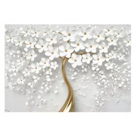   Фототапет 3D ДЪРВО ЗЛАТНИ ЛИСТА ЦВЕТЯ 416x254