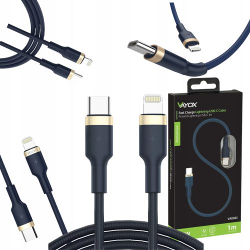  Vayox USB type C - Apple Lightning кабел 1 м, тъмносин
