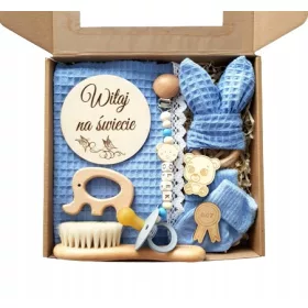    Висулка залъгалка Baby Box за новородено, подарък за бебе, нюанси на синьото