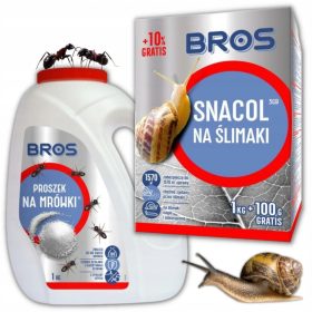   Bros Snacol репелент за охлюви 1,1 kg + Bros ant прах 1 kg 1000 ml