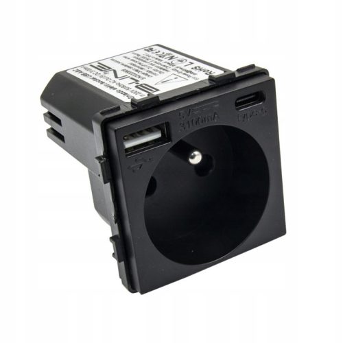 Електрически контакт, стенен USB B-line, черен