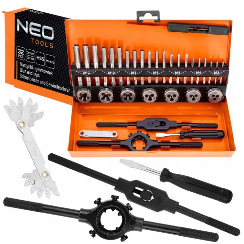 NEO Матрици и метчици M3-M12 32 бр. HSS 12-915