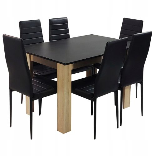  Комплект правоъгълна маса 120 х 80 см, разтегателна до 120 см + 6 стола BM Design