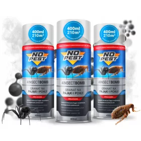    Димна бомба против хлебарки, кърлежи, комари, молци, мравки, мухи, оси, паяци, бълхи, дървеници, сребърни рибки No-Pest 0,4 кг