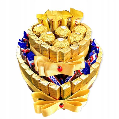 Забавен предмет - Подаръчен комплект торта с шоколадови бонбони Merci и Ferrero