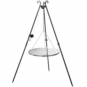    ГРАДИНСКИ ЛАГЕРЕН ОГЪН СТАТИВ СКАРА ОГЪН 60 СМ РЕШЕТКА НАД ЛАГЕРНИЯ ОГЪН