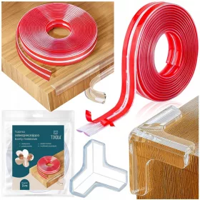    Защитна лента за ъгли Tikola, прозрачна, 3 м + 10× ЗАЩИТА ЗА ЪГЪЛ НА МАСА МЕБЕЛЕН ЪГЪЛ ПОКРИВАНЕ