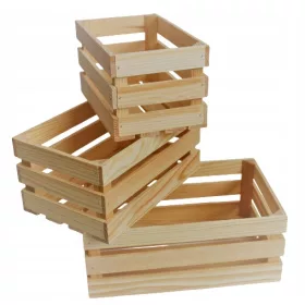    Комплект от 3 дървени, чамови кутии
