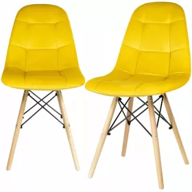    Стол Шхара, кадифе, нюанси на жълто, 1 бр.